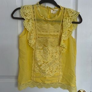Maeve by Anthropologie US size 0 yellow lace sleeveless blouse. Like new.